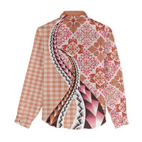 Aloha Vintage Palaka Floral Hawaiian Quilt Women Casual Shirt Ulaula Motif LT9 - Polynesian Pride