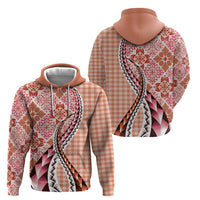 Aloha Vintage Palaka Floral Hawaiian Quilt Zip Hoodie Ulaula Motif - Polynesian Pride