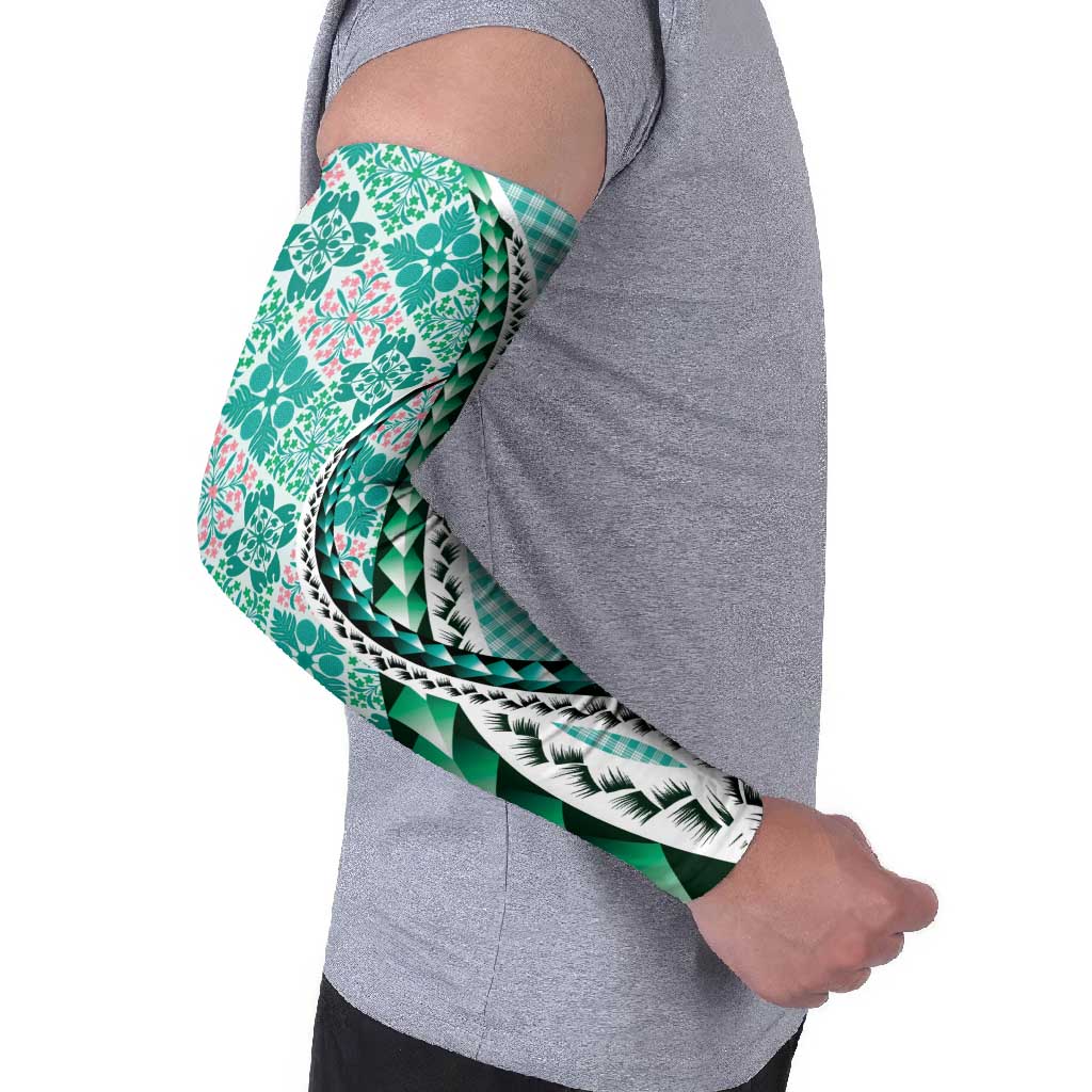 Aloha Vintage Palaka Floral Hawaiian Quilt Arm Sleeves Polu Motif - Polynesian Pride