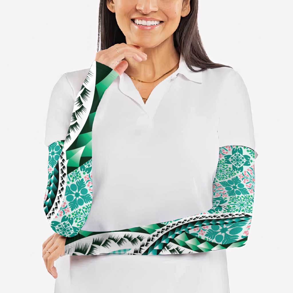 Aloha Vintage Palaka Floral Hawaiian Quilt Arm Sleeves Polu Motif - Polynesian Pride