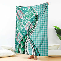 Aloha Vintage Palaka Floral Hawaiian Quilt Blanket Polu Motif - Polynesian Pride