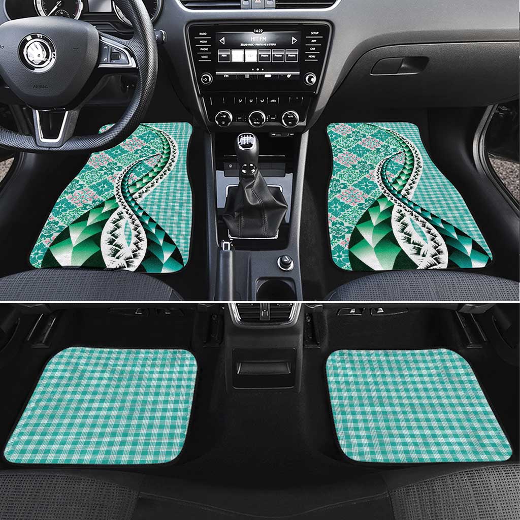 Aloha Vintage Palaka Floral Hawaiian Quilt Car Mats Polu Motif - Polynesian Pride