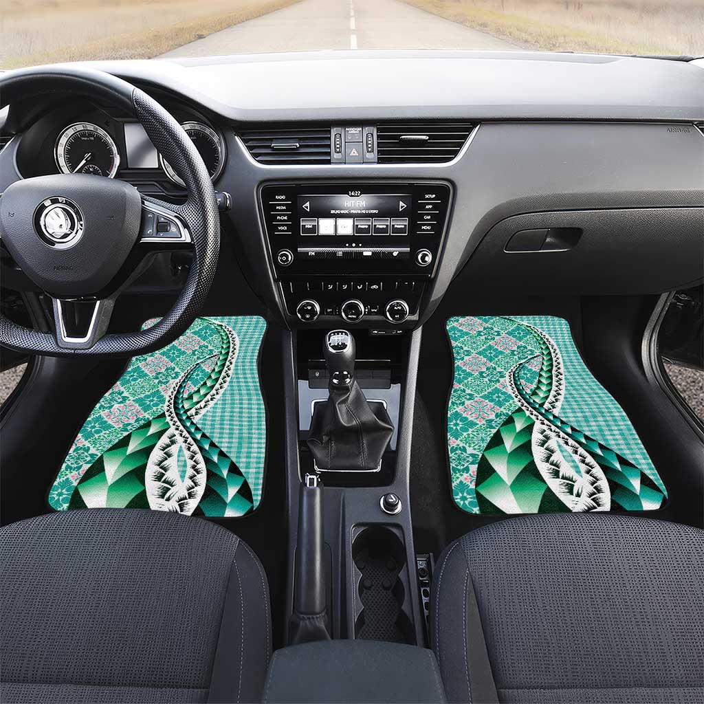 Aloha Vintage Palaka Floral Hawaiian Quilt Car Mats Polu Motif - Polynesian Pride