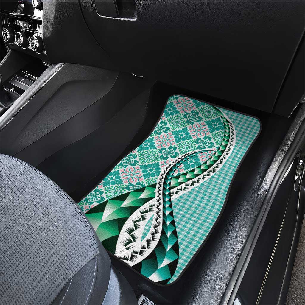 Aloha Vintage Palaka Floral Hawaiian Quilt Car Mats Polu Motif - Polynesian Pride