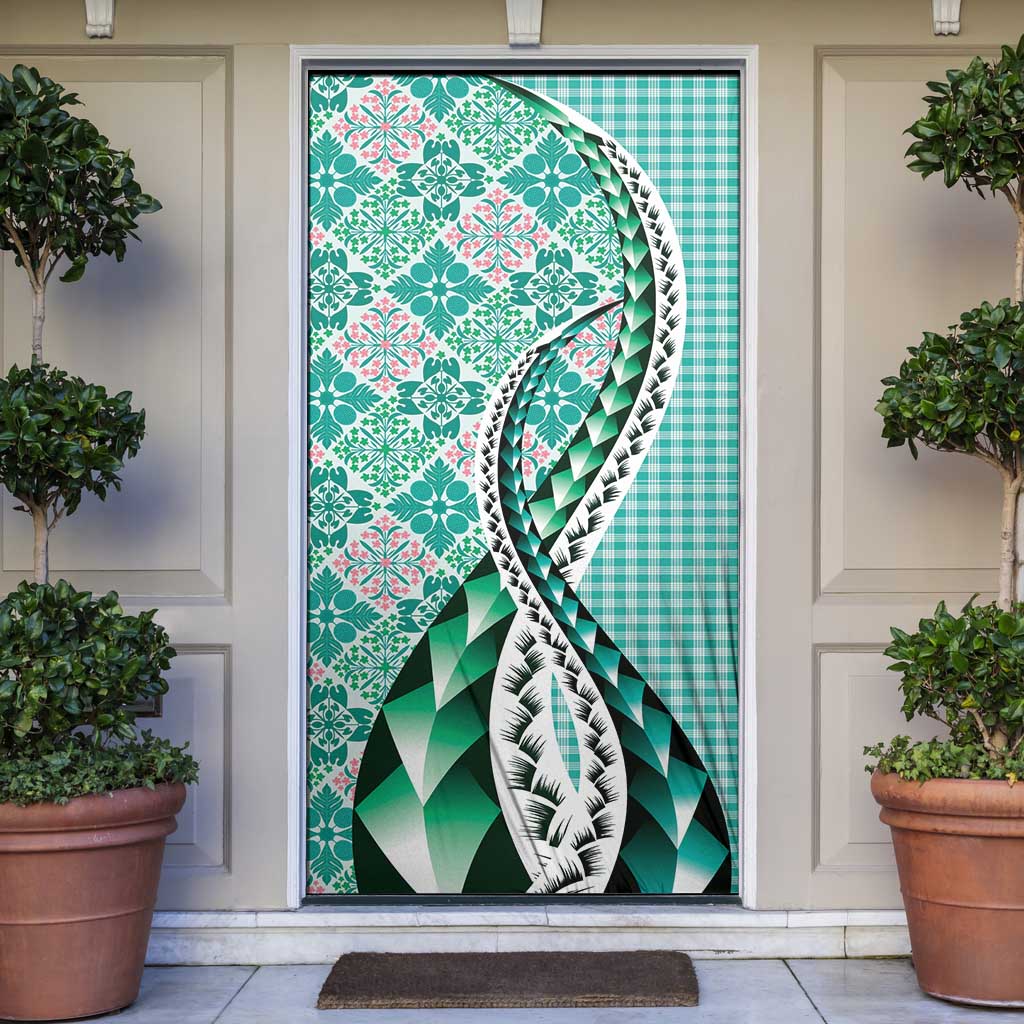 Aloha Vintage Palaka Floral Hawaiian Quilt Door Cover Polu Motif - Polynesian Pride