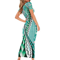 Aloha Vintage Palaka Floral Hawaiian Quilt Family Matching Short Sleeve Bodycon Dress and Hawaiian Shirt Polu Motif LT9 - Polynesian Pride