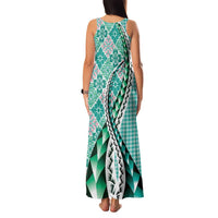 Aloha Vintage Palaka Floral Hawaiian Quilt Family Matching Tank Maxi Dress and Hawaiian Shirt Polu Motif LT9 - Polynesian Pride