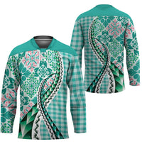 Aloha Vintage Palaka Floral Hawaiian Quilt Hockey Jersey Polu Motif - Polynesian Pride