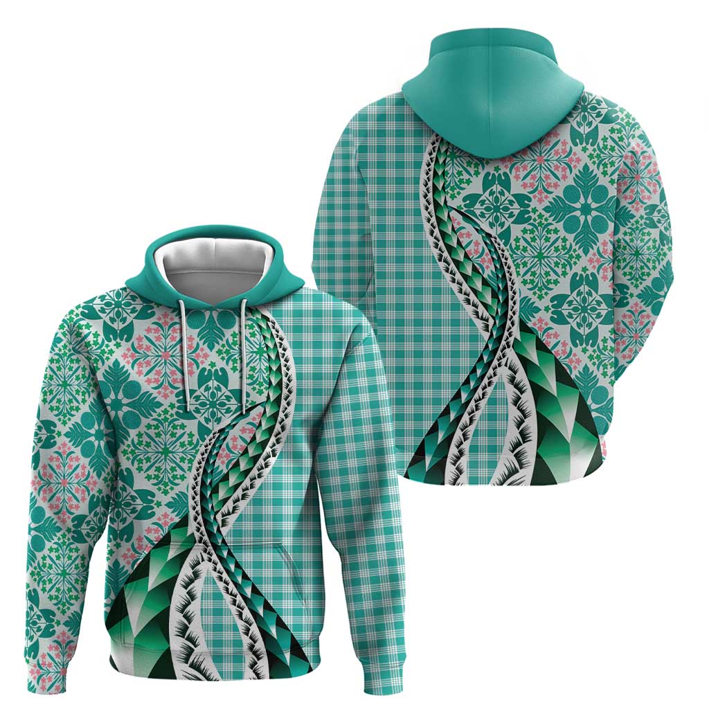 Aloha Vintage Palaka Floral Hawaiian Quilt Hoodie Polu Motif - Polynesian Pride