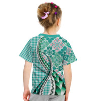Aloha Vintage Palaka Floral Hawaiian Quilt Kid T Shirt Polu Motif - Polynesian Pride