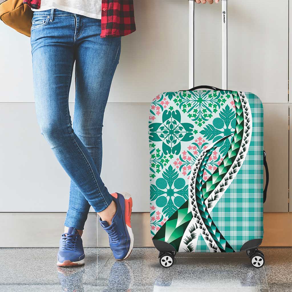 Aloha Vintage Palaka Floral Hawaiian Quilt Luggage Cover Polu Motif - Polynesian Pride