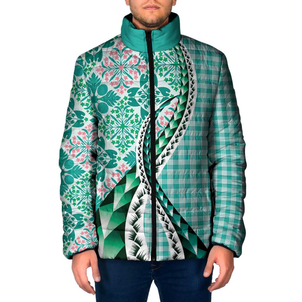 Aloha Vintage Palaka Floral Hawaiian Quilt Padded Jacket Polu Motif - Polynesian Pride