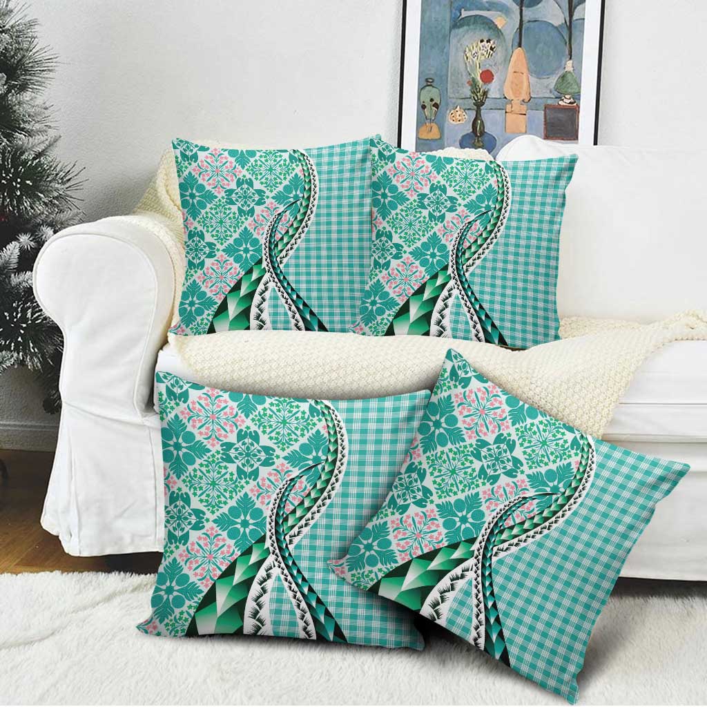 Aloha Vintage Palaka Floral Hawaiian Quilt Pillow Cover Polu Motif - Polynesian Pride