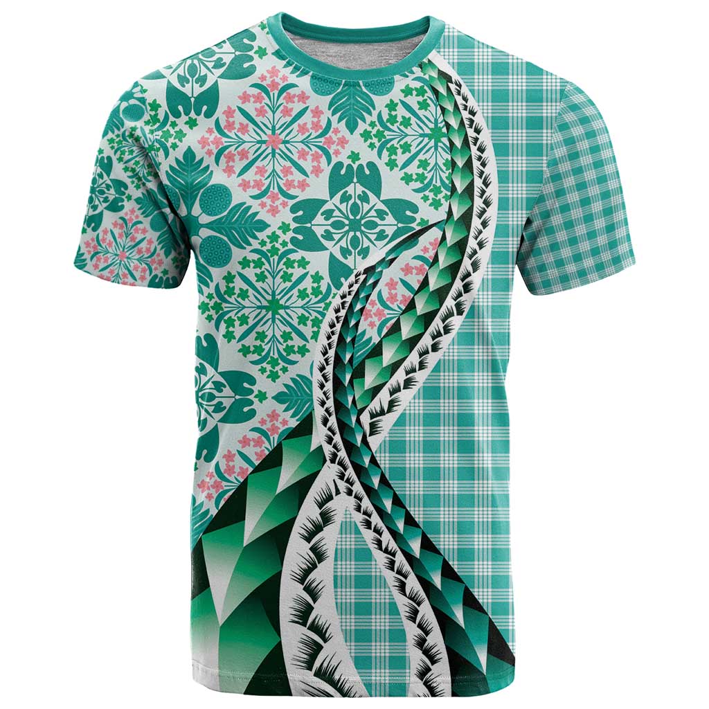 Aloha Vintage Palaka Floral Hawaiian Quilt T Shirt Polu Motif - Polynesian Pride