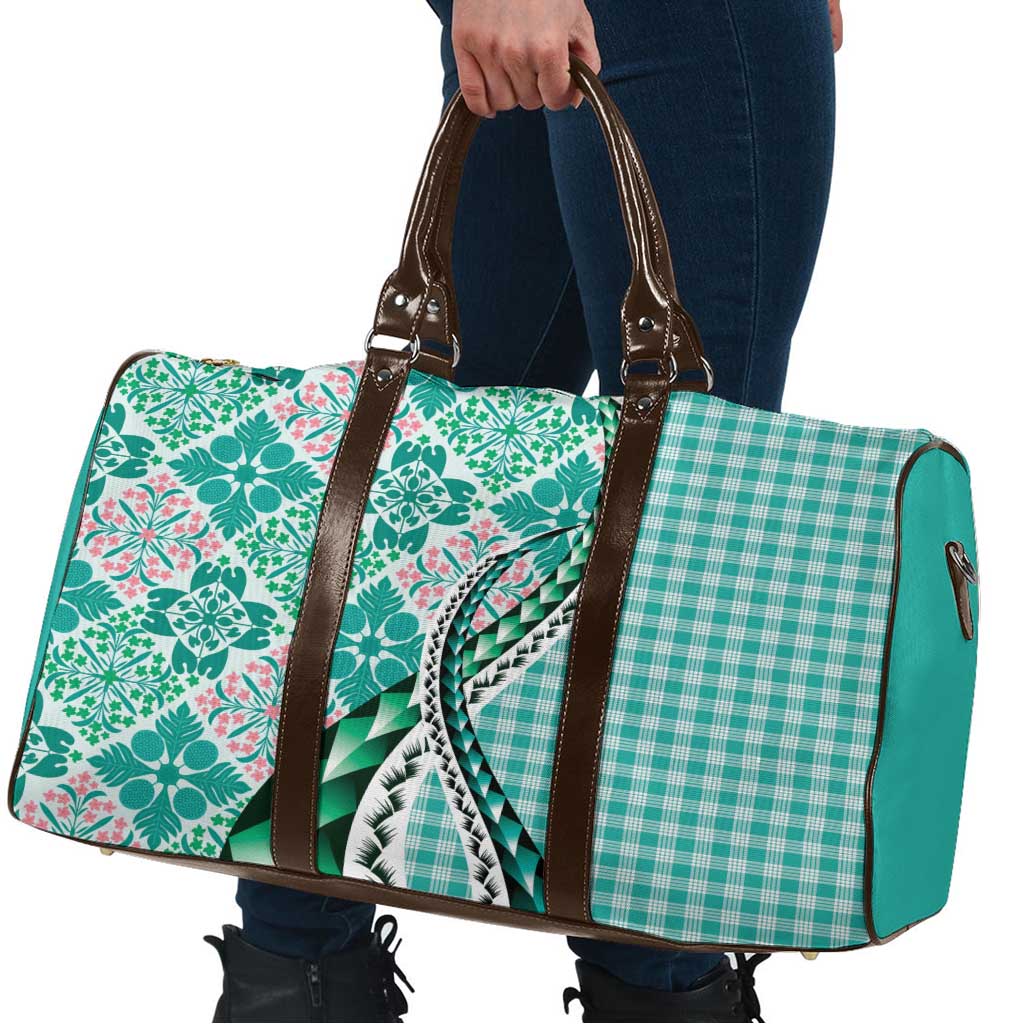 Aloha Vintage Palaka Floral Hawaiian Quilt Travel Bag Polu Motif - Polynesian Pride