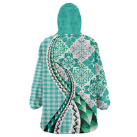 Aloha Vintage Palaka Floral Hawaiian Quilt Wearable Blanket Hoodie Polu Motif LT9 - Polynesian Pride