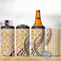 Aloha Vintage Palaka Floral Hawaiian Quilt 4 in 1 Can Cooler Tumbler Melemele Motif LT9 - Polynesian Pride