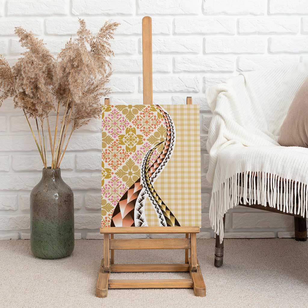 Aloha Vintage Palaka Floral Hawaiian Quilt Canvas Wall Art Melemele Motif - Polynesian Pride