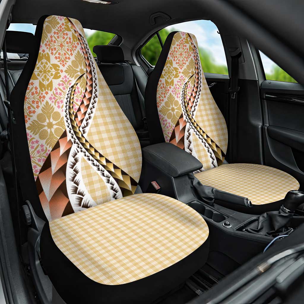 Aloha Vintage Palaka Floral Hawaiian Quilt Car Seat Cover Melemele Motif - Polynesian Pride
