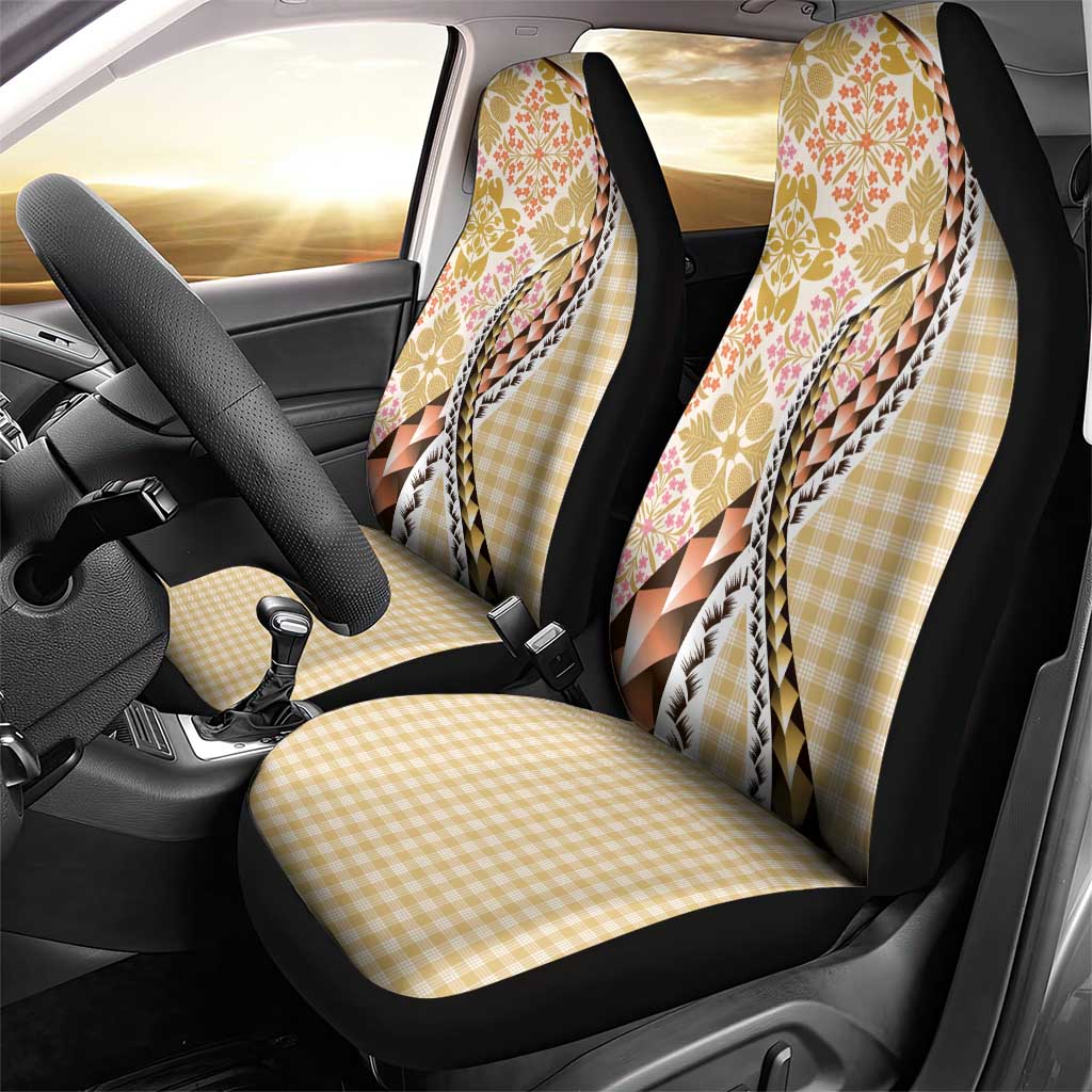 Aloha Vintage Palaka Floral Hawaiian Quilt Car Seat Cover Melemele Motif - Polynesian Pride