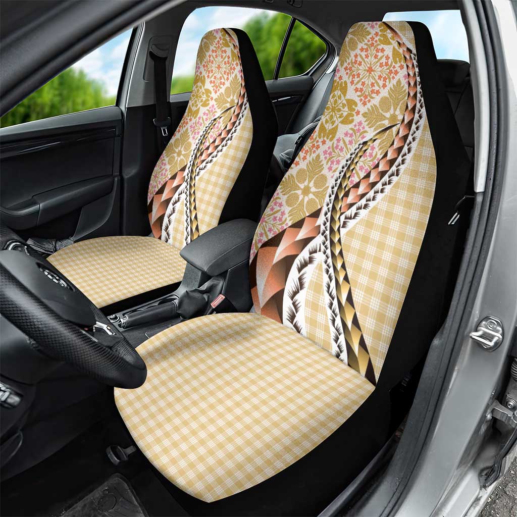 Aloha Vintage Palaka Floral Hawaiian Quilt Car Seat Cover Melemele Motif - Polynesian Pride