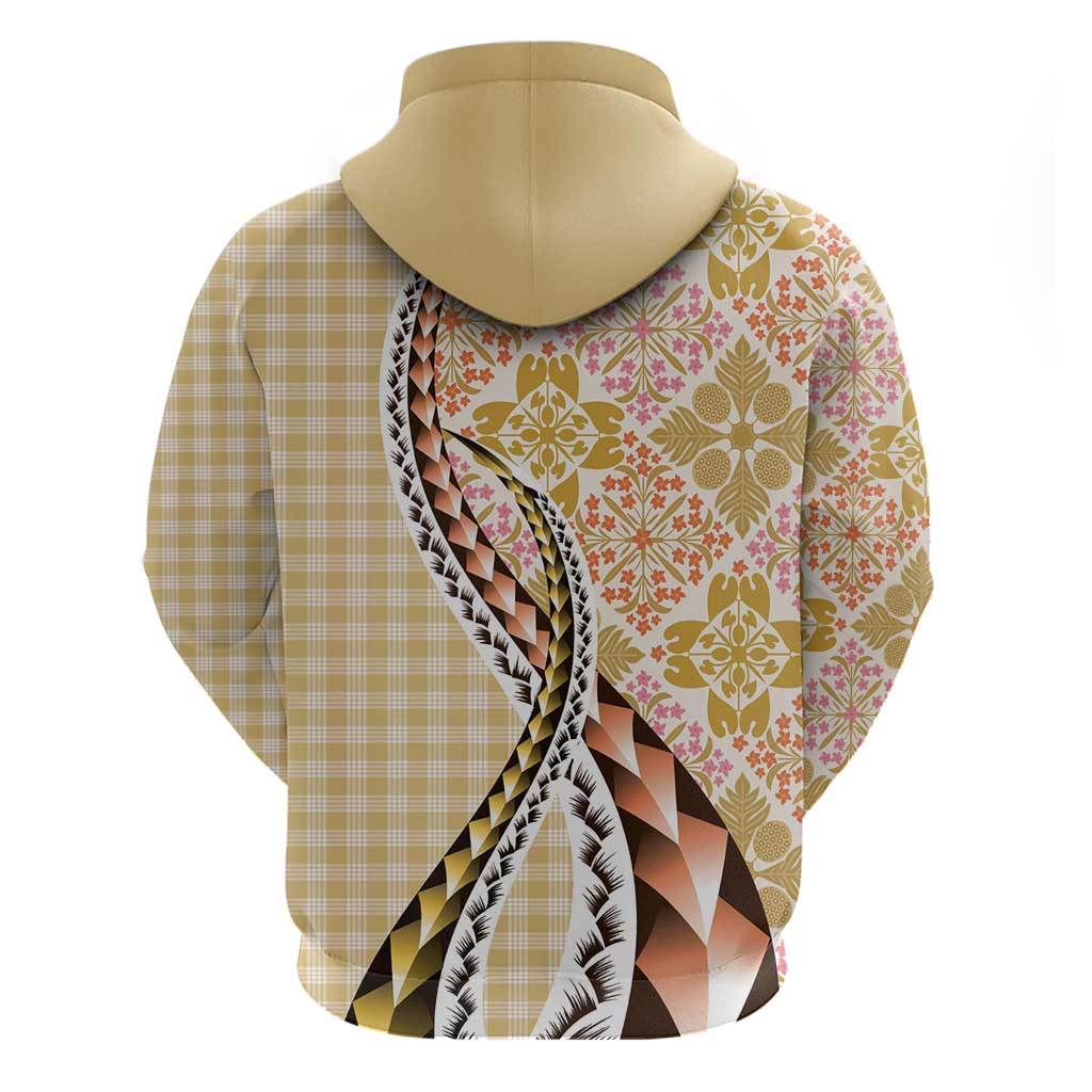 Aloha Vintage Palaka Floral Hawaiian Quilt Hoodie Melemele Motif - Polynesian Pride