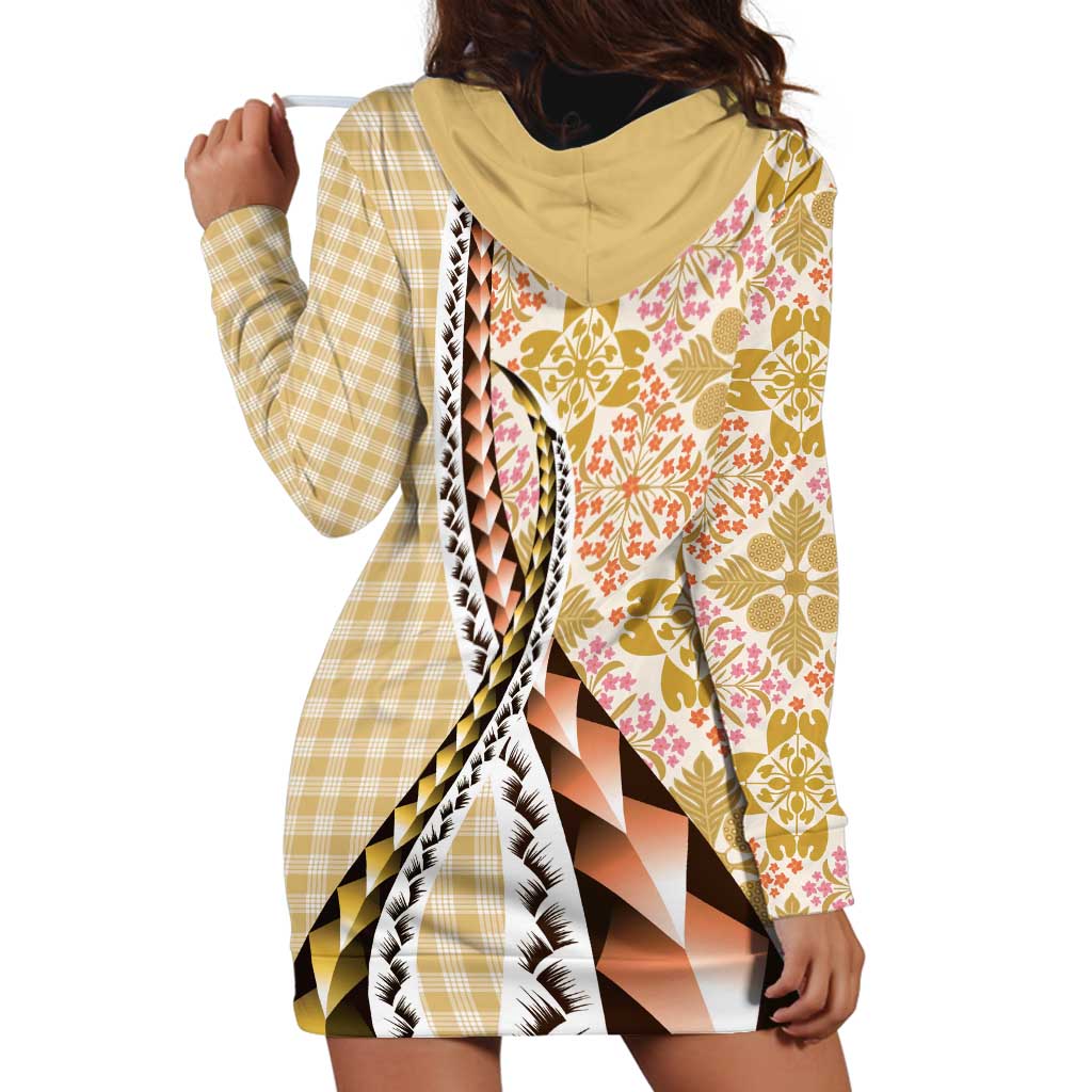 Aloha Vintage Palaka Floral Hawaiian Quilt Hoodie Dress Melemele Motif LT9 - Polynesian Pride
