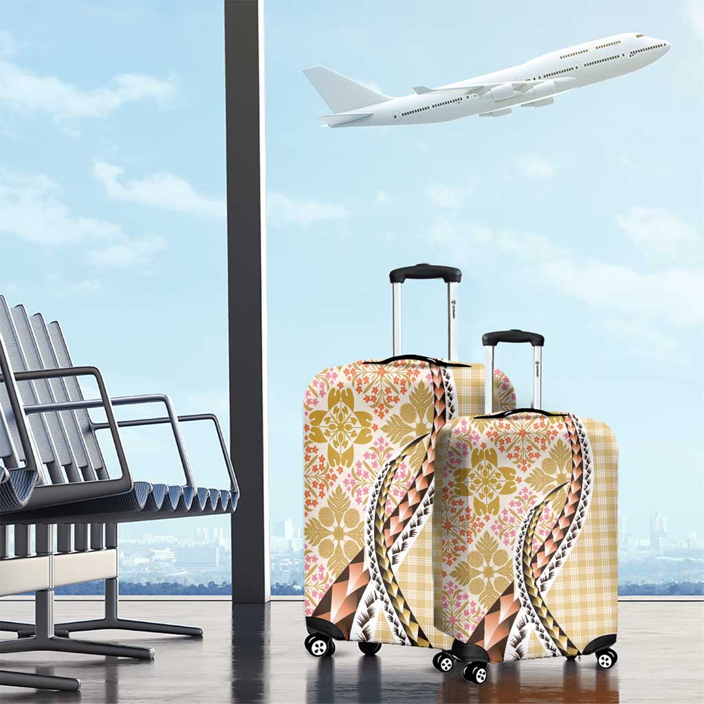 Aloha Vintage Palaka Floral Hawaiian Quilt Luggage Cover Melemele Motif - Polynesian Pride