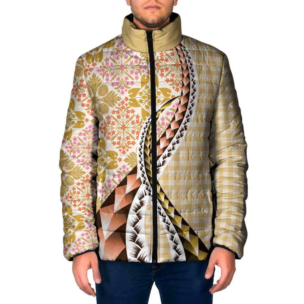 Aloha Vintage Palaka Floral Hawaiian Quilt Padded Jacket Melemele Motif - Polynesian Pride