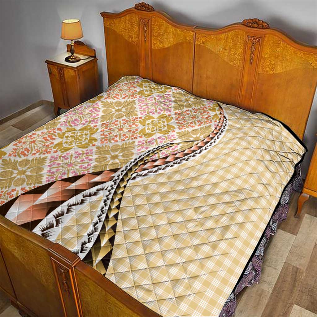 Aloha Vintage Palaka Floral Hawaiian Quilt Quilt Melemele Motif - Polynesian Pride