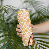Aloha Vintage Palaka Floral Hawaiian Quilt Skinny Tumbler Melemele Motif LT9 - Polynesian Pride