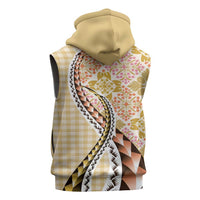 Aloha Vintage Palaka Floral Hawaiian Quilt Sleeveless Zip Hoodie Melemele Motif LT9