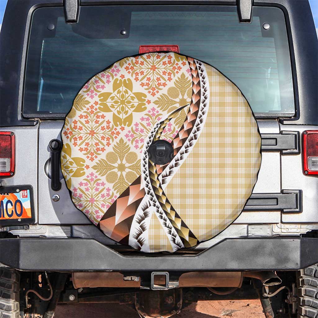 Aloha Vintage Palaka Floral Hawaiian Quilt Spare Tire Cover Melemele Motif - Polynesian Pride