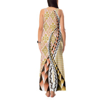 Aloha Vintage Palaka Floral Hawaiian Quilt Tank Maxi Dress Melemele Motif - Polynesian Pride