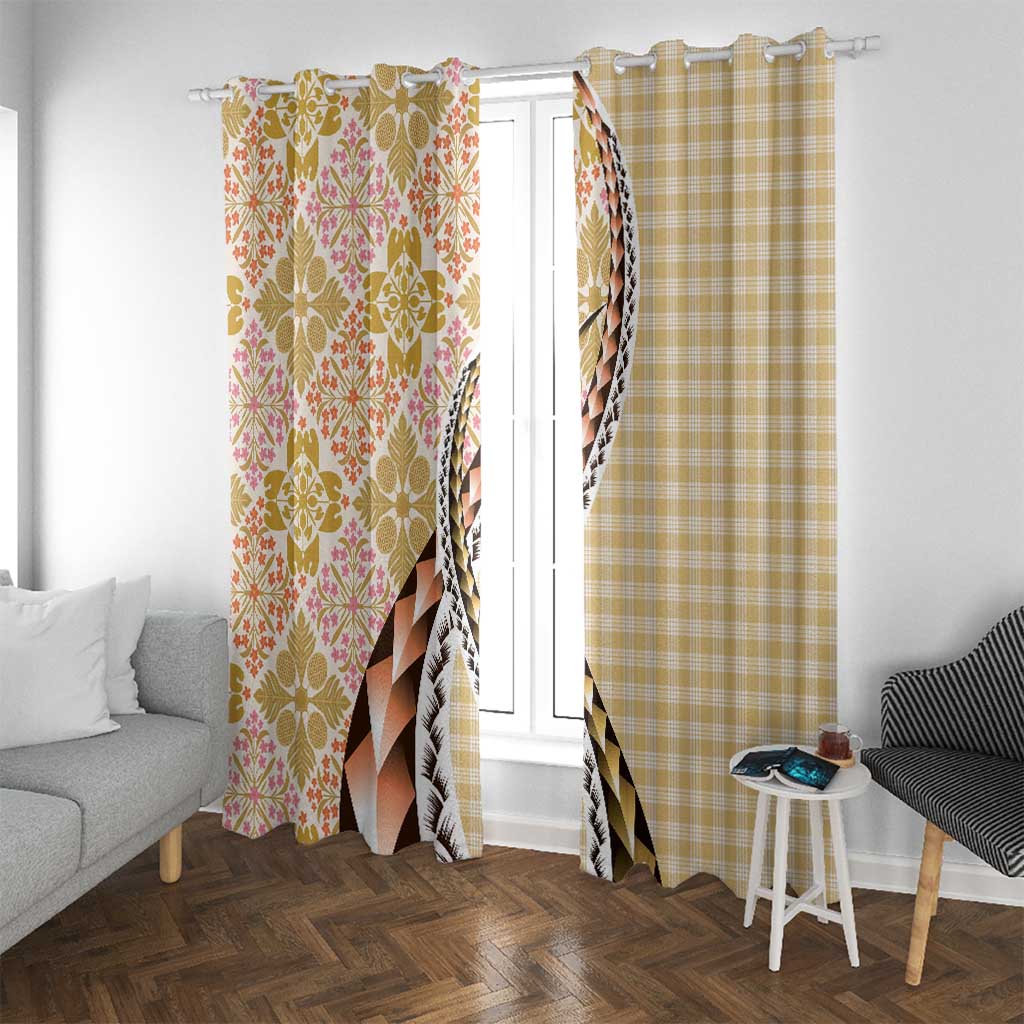 Aloha Vintage Palaka Floral Hawaiian Quilt Window Curtain Melemele Motif - Polynesian Pride