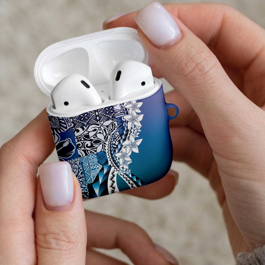 Aloha Vintage Plumeria Hawaiian Tapa Pattern AirPods Case Blue Hawaiian Tapa Pattern - Polynesian Pride