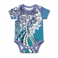 Aloha Vintage Plumeria Hawaiian Tapa Pattern Baby Onesie Blue Hawaiian Tapa Pattern LT9 Blue - Polynesian Pride