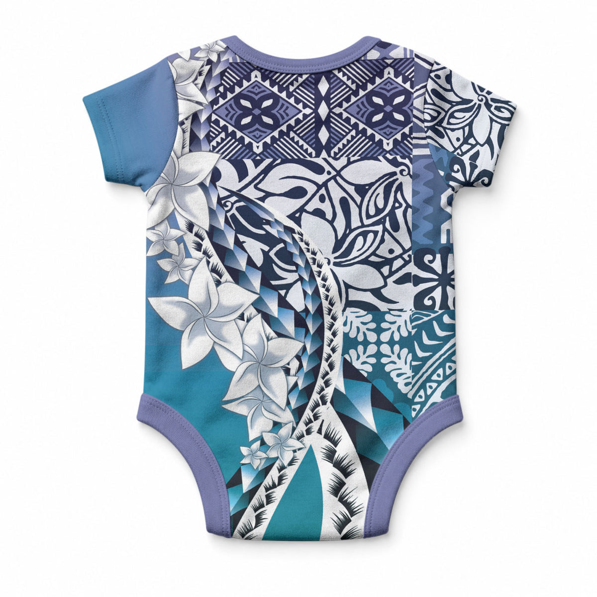 Aloha Vintage Plumeria Hawaiian Tapa Pattern Baby Onesie Blue Hawaiian Tapa Pattern LT9 - Polynesian Pride