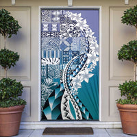 Aloha Vintage Plumeria Hawaiian Tapa Pattern Door Cover Blue Hawaiian Tapa Pattern LT9 Blue - Polynesian Pride