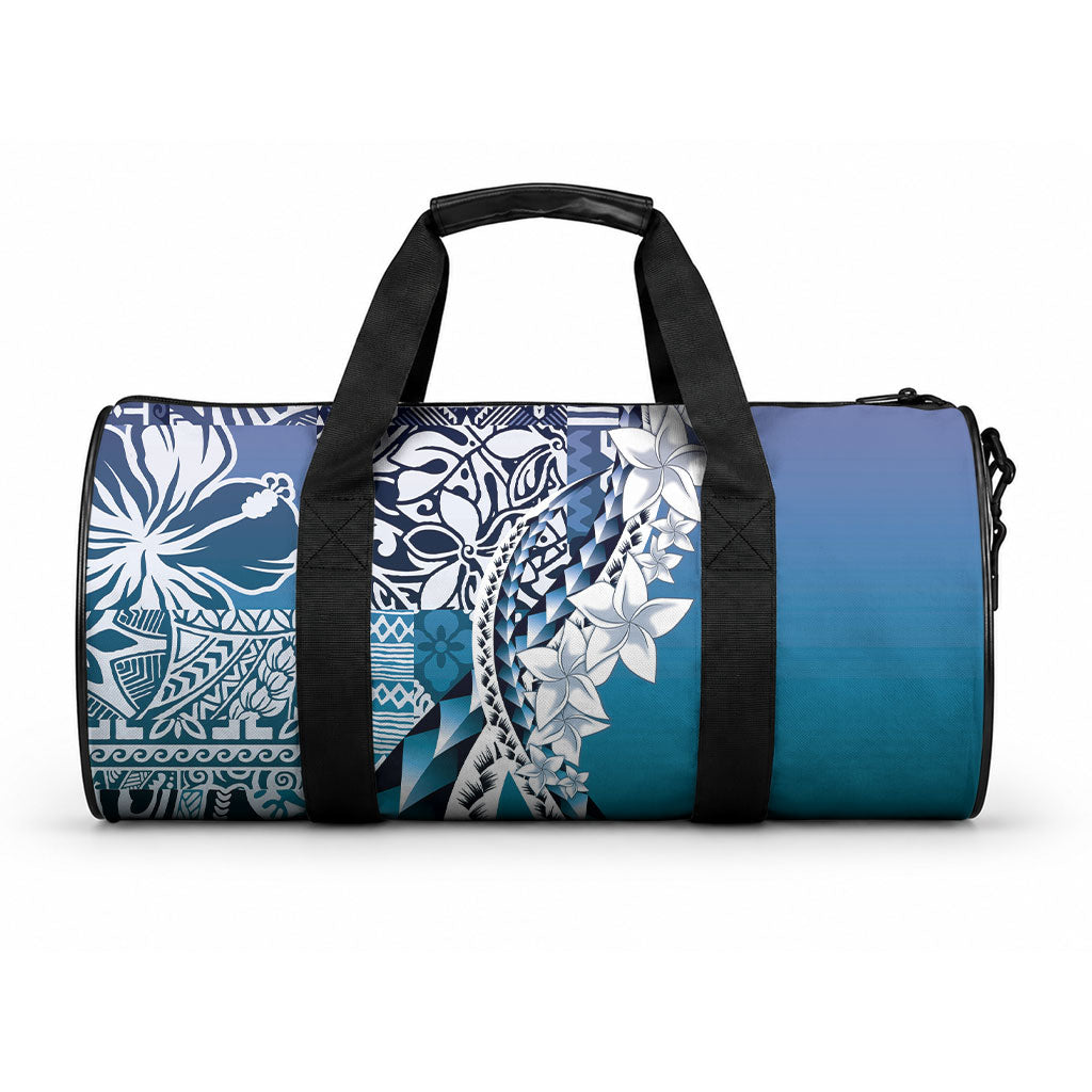 Aloha Vintage Plumeria Hawaiian Tapa Pattern Duffle Bag Blue Hawaiian Tapa Pattern LT9 One size Blue - Polynesian Pride