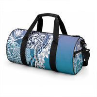 Aloha Vintage Plumeria Hawaiian Tapa Pattern Duffle Bag Blue Hawaiian Tapa Pattern LT9 - Polynesian Pride