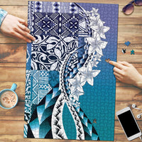 Aloha Vintage Plumeria Hawaiian Tapa Pattern Puzzle Blue Hawaiian Tapa Pattern - Polynesian Pride