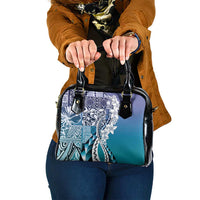 Aloha Vintage Plumeria Hawaiian Tapa Pattern Shoulder Handbag Blue Hawaiian Tapa Pattern - Polynesian Pride