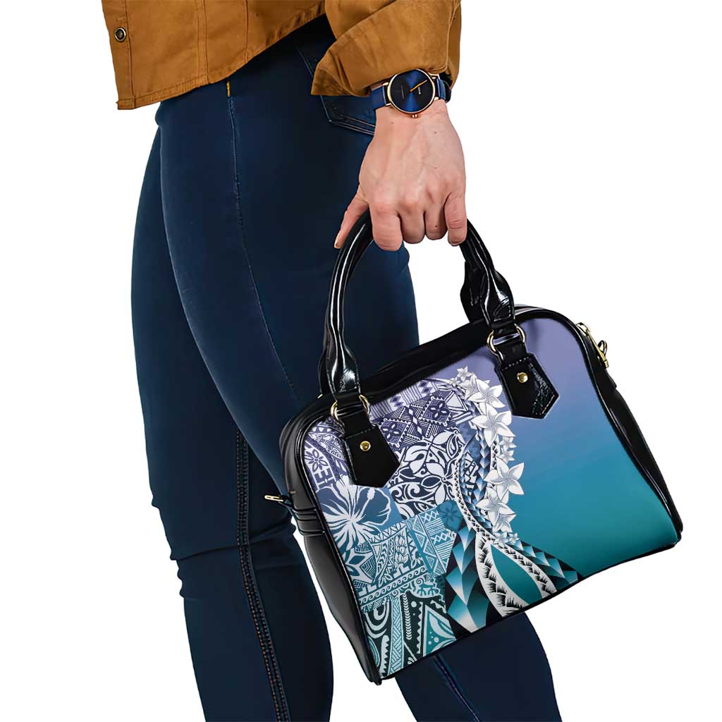Aloha Vintage Plumeria Hawaiian Tapa Pattern Shoulder Handbag Blue Hawaiian Tapa Pattern - Polynesian Pride