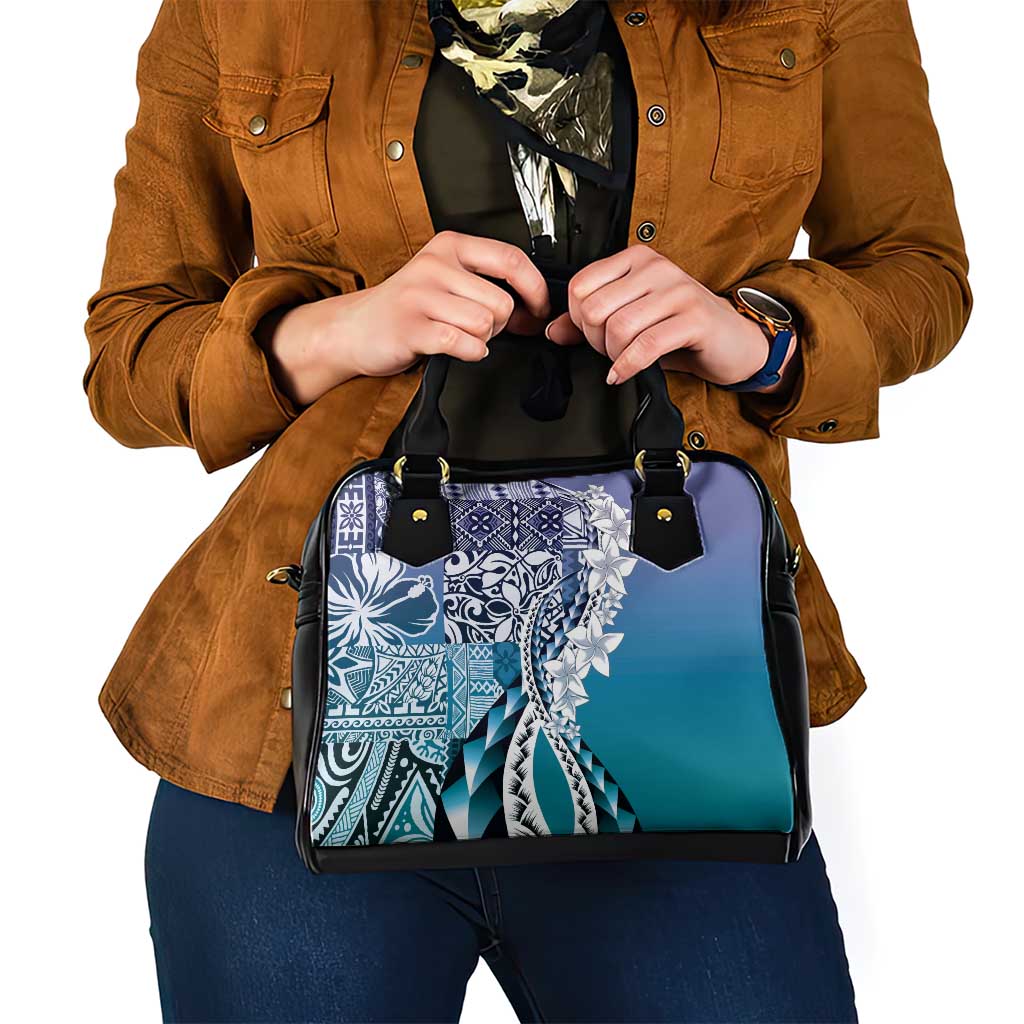 Aloha Vintage Plumeria Hawaiian Tapa Pattern Shoulder Handbag Blue Hawaiian Tapa Pattern - Polynesian Pride