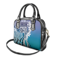 Aloha Vintage Plumeria Hawaiian Tapa Pattern Shoulder Handbag Blue Hawaiian Tapa Pattern - Polynesian Pride