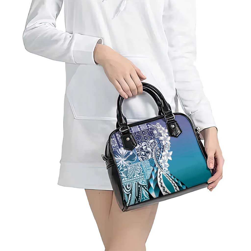 Aloha Vintage Plumeria Hawaiian Tapa Pattern Shoulder Handbag Blue Hawaiian Tapa Pattern - Polynesian Pride