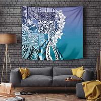 Aloha Vintage Plumeria Hawaiian Tapa Pattern Tapestry Blue Hawaiian Tapa Pattern LT9 Blue - Polynesian Pride