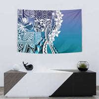 Aloha Vintage Plumeria Hawaiian Tapa Pattern Tapestry Blue Hawaiian Tapa Pattern LT9 - Polynesian Pride