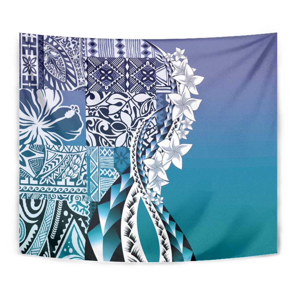 Aloha Vintage Plumeria Hawaiian Tapa Pattern Tapestry Blue Hawaiian Tapa Pattern LT9 - Polynesian Pride